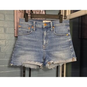 Madewell Denim Shorts High Rise Raw Hem Casual Everyday Blue‎ Size 25